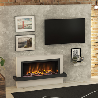 Pryzm Vardo Timber Floor Mounted Fire and Fireplace Suite