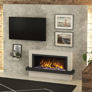 Pryzm Vardo Timber Floor Mounted Fire and Fireplace Suite