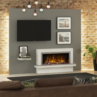 Pryzm Vardo Timber Floor Mounted Fire and Fireplace Suite