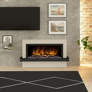Pryzm Vardo Timber Floor Mounted Fire and Fireplace Suite