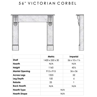 Victorian Corbel 56" Carrara Marble Fireplace Mantel - FDC