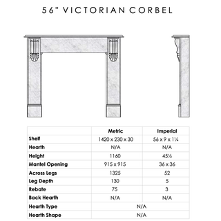 Victorian Corbel 56" Carrara Marble Fireplace Mantel - FDC
