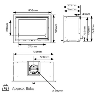 Vogue 700 Inset Wood Burning Stove - Stovax