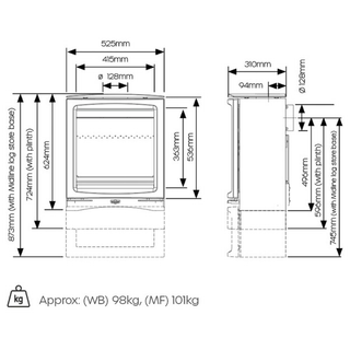 Vogue Medium Slimline Multi Fuel Eco Stove - Stovax