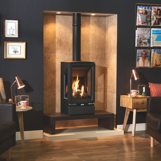 Gazco Vogue Midi T Three Sided Balanced Flue Log Effect Gas Stove