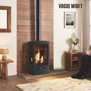 Gazco Vogue Midi T Three-Sided Conventional Flue Log Effect Gas Stove