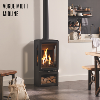 Gazco Vogue Midi T Three-Sided Conventional Flue Log Effect Gas Stove