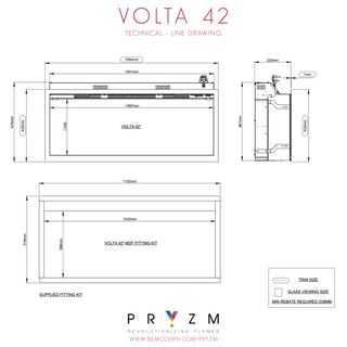 Pryzm Volta 5D Slimline 1-Sided Media Wall Electric Fire