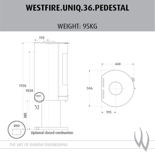 Uniq 36 Pedestal 7.2kW Woodburning Stove - Westfire