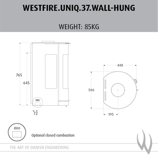 Uniq 37 Wall Hung 7.2kW Woodburning Stove - Westfire