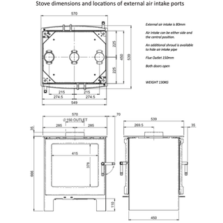 Woodland Double-Sided CAT 9.3kW Woodburning Stove - Mendip