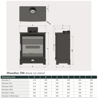 Woodtec 5W 5kW Wide Wood Burning Stove