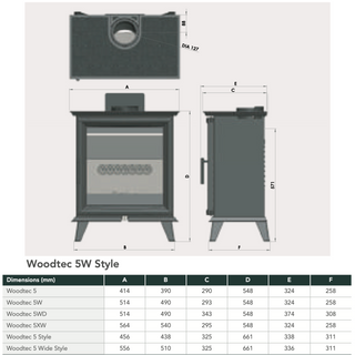 Woodtec 5W 5kW Style Wide Wood Burning Stove