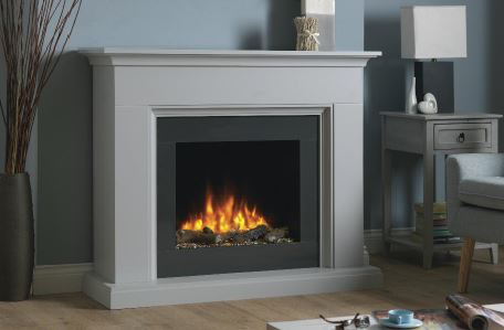 Amalfi white and grey modern fireplace