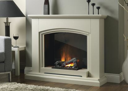 Siena white electric fireplace in home