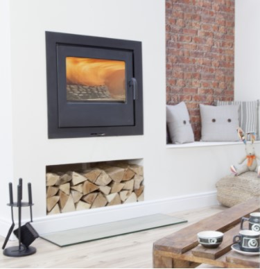 Mendip wall-mounted Loxton stove in black